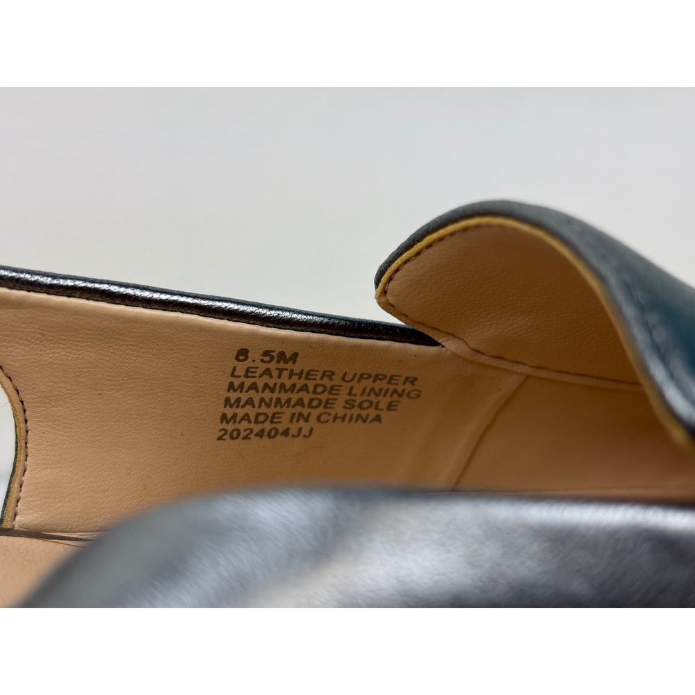 Alex Marie Slingback Pumps 8.5 Silver Metallic Leather Low Block Heel Closed Toe - Picture 7 of 12